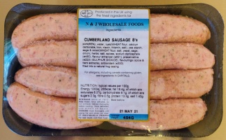Premium Cumberland Butchers 60% Pork Sausages - 454g frozen pack